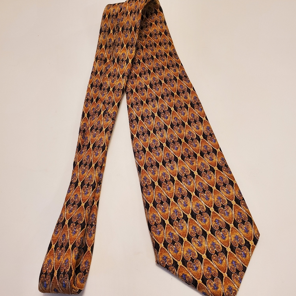 Robert Talbott Studio Necktie Gold Geometric Silk… - image 2